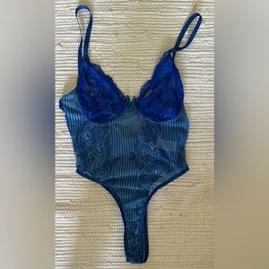 Pretty Little Thing Blue Lace Bodysuit